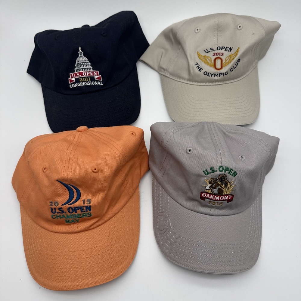 Lot 4 PGA Golf Hats US Open 2011 2012 2015 2016 Oakmont Chambers Congressional